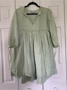 Rue Stiic Light Green Gauze Babydoll Tunic